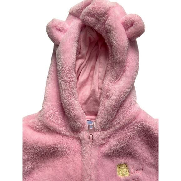Disney Bunting Snowsuit Winnie Pooh Hooded One Piece Zip Fuzzy Coverall 3-6M - Picture 2 of 9